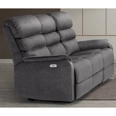 Grey Fabric 3 Seat Electric Recliner Sofa