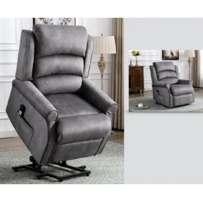 Grey Fabric Electric Lift and Rise Recliner Armchair