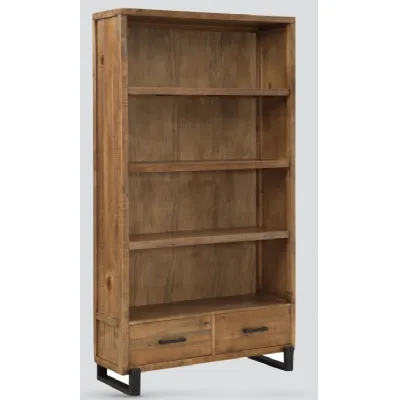 Rustic Solid Pine High Bookcase