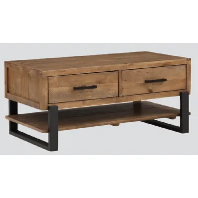 Rustic Solid Pine Coffee Table with Drawer