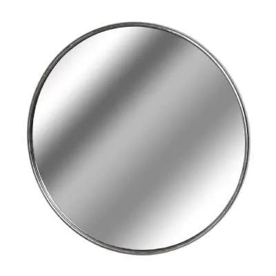 Silver Foil Finish Large Circular Metal Mirrored Glass Wall Mirror 125cm