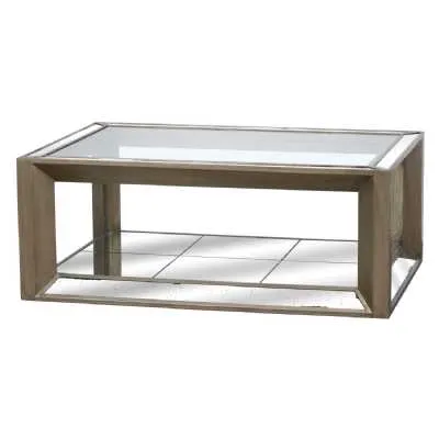 Large Augustus Mirrored Painted Antique Metallic Finished Coffee Table