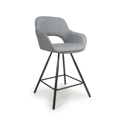 Truro Leather Effect Light Grey Bar Chair
