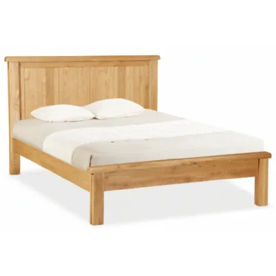 Rustic Solid Oak 4ft 6 Panelled Bed Low End