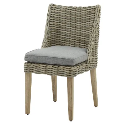 Beige Rattan Outdoor Round Dining Chair