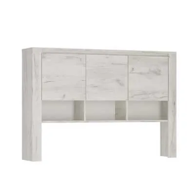 Modern White Crafted Oak Effect Top Unit for Desk 3 Doors 3 Shelves