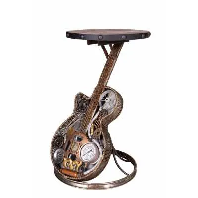 Recycled Industrial Retro Wrought Iron Guitar Side End Occasional Table Sculpture 82x59cm