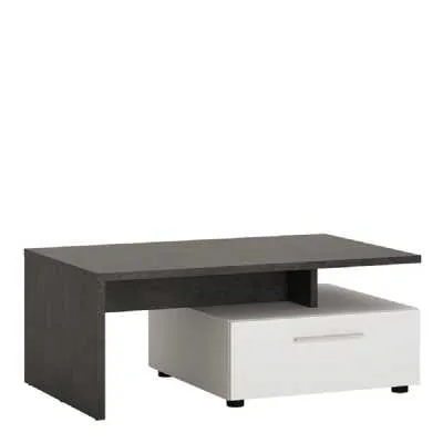 Funky White and Black 2 Drawer Low Coffee Table