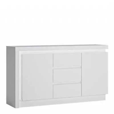 White and High Gloss 2 Door 3 Drawer Sideboard with LED lighting