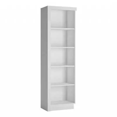 White and High Gloss Narrow Tall Bookcase (RH)