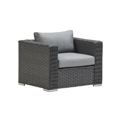 Luxury Grey Rattan Armchair, Pair