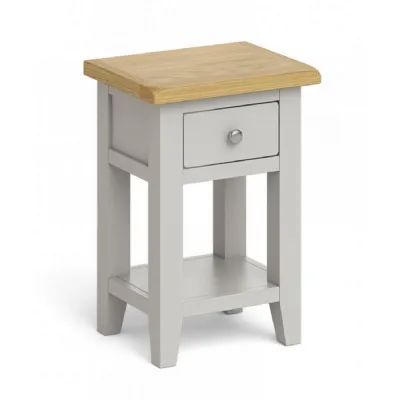 Solid Oak and Grey Painted Lamp Table with Drawer