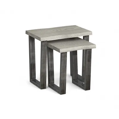 Industrial Grey and Black Metal Nest of Tables
