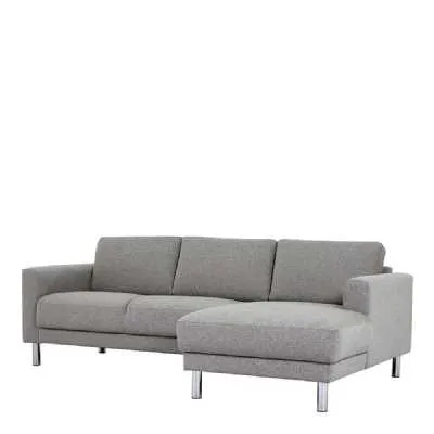 Light Grey Fabric Right Hand Corner Chaise Sofa On Metal Legs
