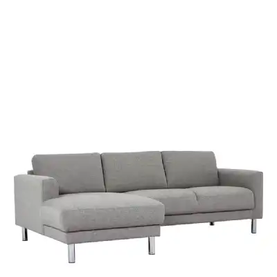Nova Light Grey Fabric Left Hand Corner Chaise Sofa on Chrome Metal Legs