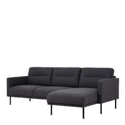 Dark Grey Fabric Right Hand Corner Sofa Chaise on Black Metal Legs