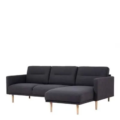 Dark Grey Fabric Right Hand Corner Sofa Chaise on Oak Legs