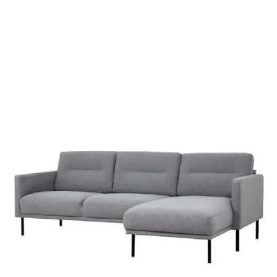 Pale Grey Fabric Right Hand Corner Sofa Chaise on Black Metal Legs