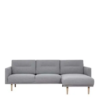 Pale Grey Fabric Right Hand Corner Sofa Chaise on Oak Legs