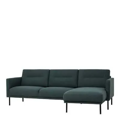 Dark Green Fabric Right Hand Corner Sofa Chaise on Black Metal Legs