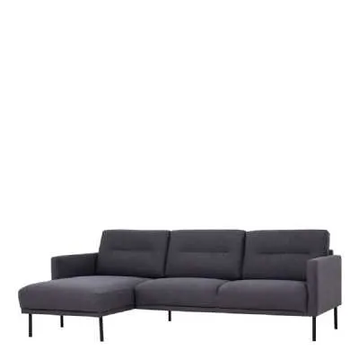Dark Grey Fabric Left Hand Corner Sofa Chaise on Black Metal Legs