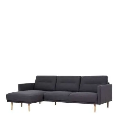 Dark Grey Fabric Left Hand Corner Sofa Chaise on Oak Legs
