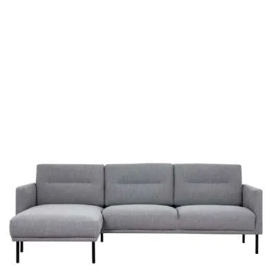 Pale Grey Fabric Left Hand Corner Sofa Chaise on Black Metal Legs