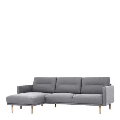 Light Grey Fabric Left Hand Corner Sofa Chaise on Oak Legs
