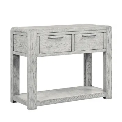 Grey Oak 2 Drawer Console Table