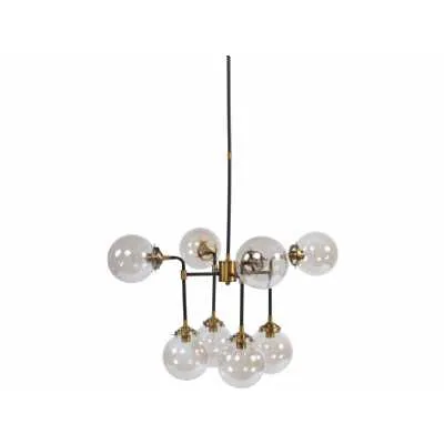 Mercer Large Glass Bubble Black And Brass Chandelier E14 25W