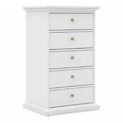 Paris Chest 5 drawers in White