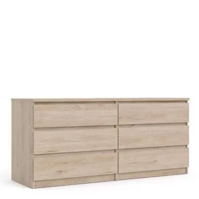 Jackson Hickory Oak Finish Wide Chest of 6 Drawers