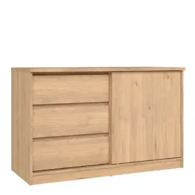 Storage Unit with 1 Sliding Door and 3 Drawers in Jackson Hickory Oak