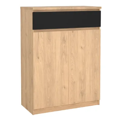 Naia Shoe Cabinet with 2 Doors +1 Drawer in Jackson Hickory Oak and Black