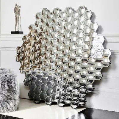 Large Hexagonal Honeycomb Convex Wall Mirror