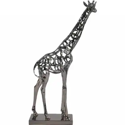 Large Black and Silver Hollow Giraffe Decorative Sculpture