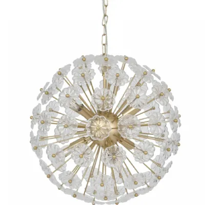 Gold Metal and Glass Round Chandelier Pendant Ceiling Light