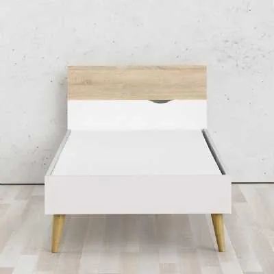 3ft Single Bed 90 x 200cm in White and Oak