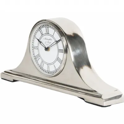 Nickel Silver Finish Metal Carriage Mantel Table Clock