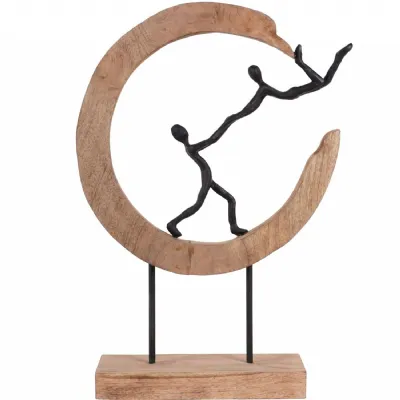 Playful People in Sculpture on Wooden Stand
