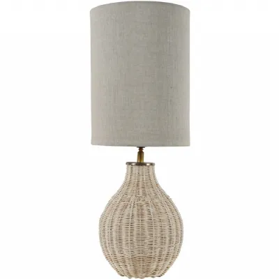 Natural Rattan Lamp with Drum Shade Small