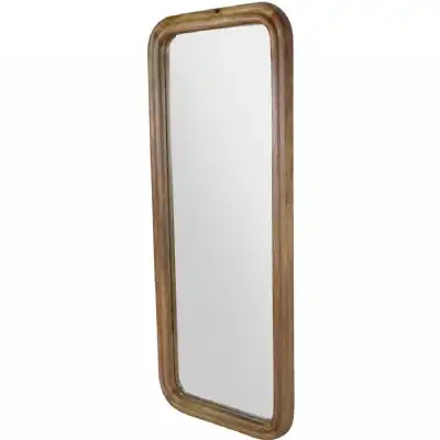 Natural Finish Wooden Frame Rectangular Wall Mirror
