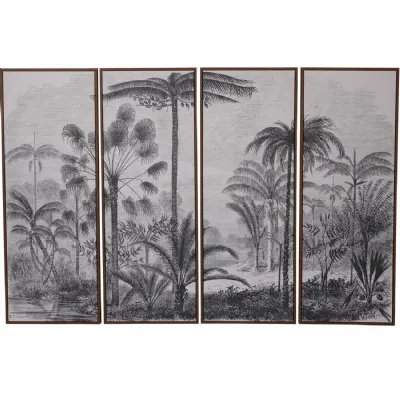 Palm Set of Four Framed Canvas