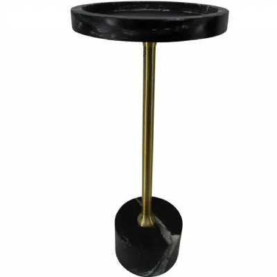 Marble Top and Base Black Table with Metal Leg