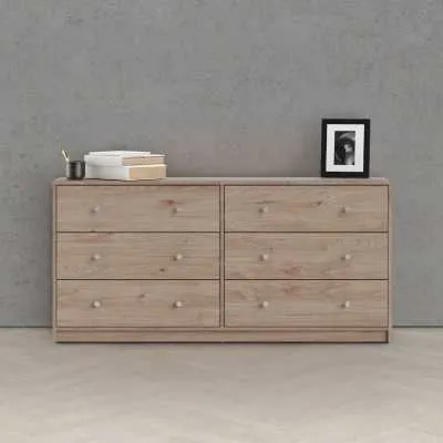 143cm Wide Midi Chest of 6 Drawers in Jackson Hickory Oak
