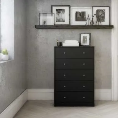 Black Chest of 5 Drawers