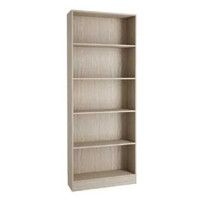 Oak Finish Simple Tall Wide Open Bookcase 4 Shelves