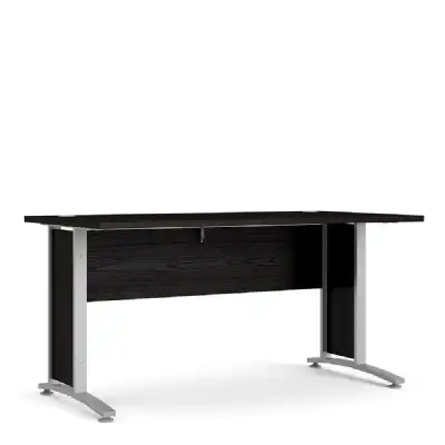 Desk 150 cm in Black woodgrain With Silver grey steel legs