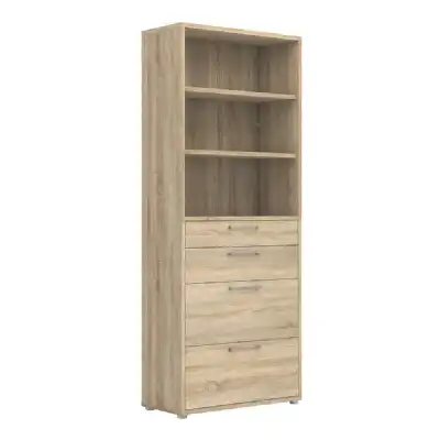Bookcase 5 Shelves With 2 Drawers + 2 File Drawers in Oak