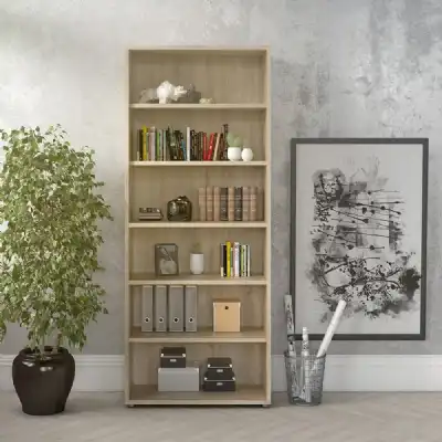 Tall Slim Home Office Oak Bookcase